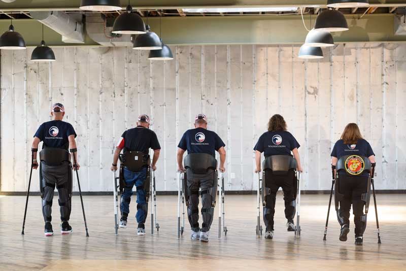 Back-Walking Veterans walking exoskeleton